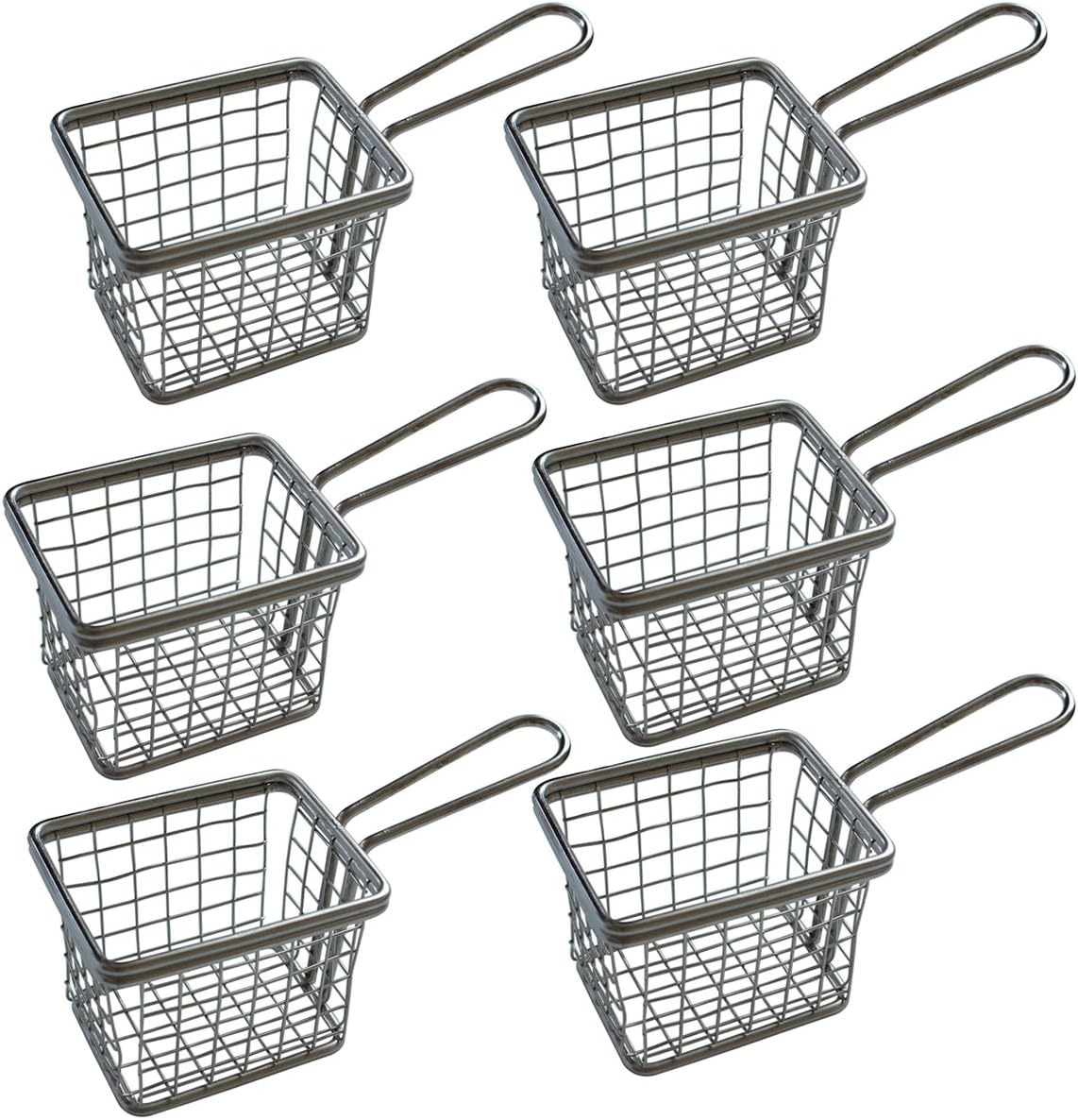 HUAXIONG Mesh Fry Basket Rectangle 10 x 8 x7.5cm Handle length: 9 cm Weight: 103 Grams | Fryer Basket, Frying Basket-Stainless Steel Frying Basket (10 x 8 x7.5) (SIX) [Energy Class A+++]