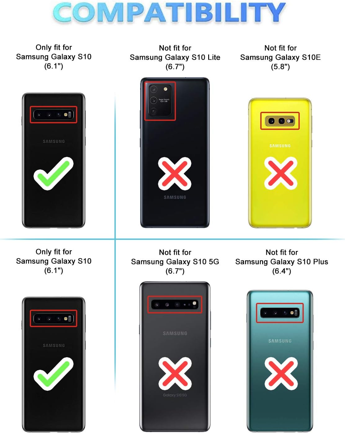 ykooe Compatible with Samsung Galaxy S10 Case, PU Leather Flip Phone Case for Samsung Galaxy S10 Card Holder Cover 6.1 Inch