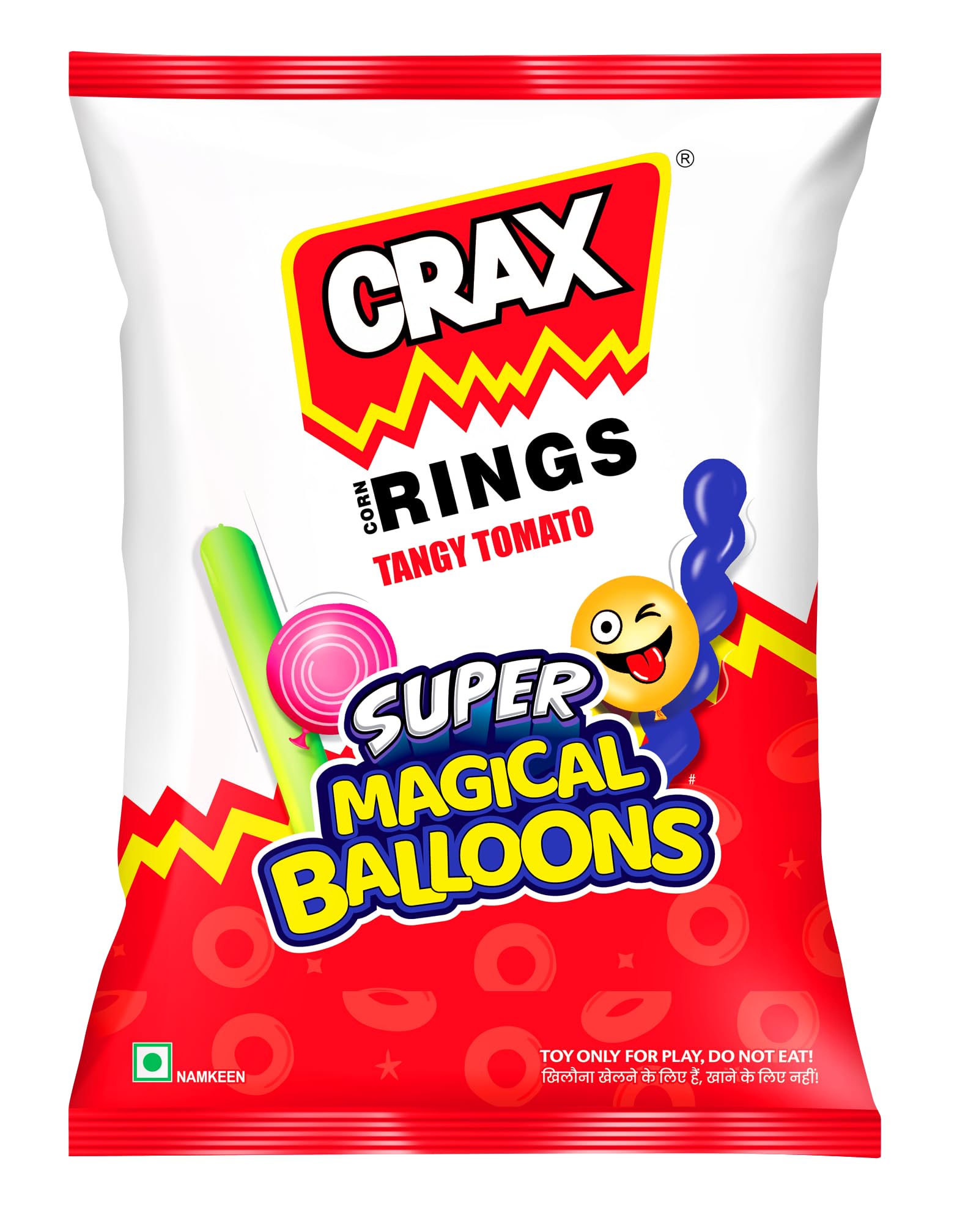 Crax Corn Rings Tangy Tomato Puffs 57g|Surprise Toy Inside|Goodness of Corn|Tangy Twist|Social Gatherings,Fun Snack|Crunchy Gourmet Snacks for Parties,Drinks,Tea & Coffee|100% Vegetarian (Weight may vary)