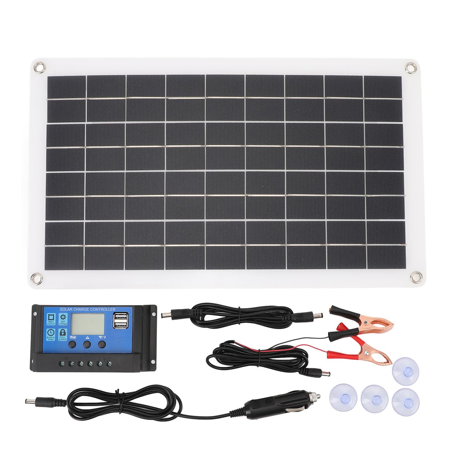 Kit Pannello Solare 20W Monocristallino con Controllore di Carica | Kit caricabatterie solare impermeabile, facile da installare per campeggio, auto, , barca, guida all\'aperto