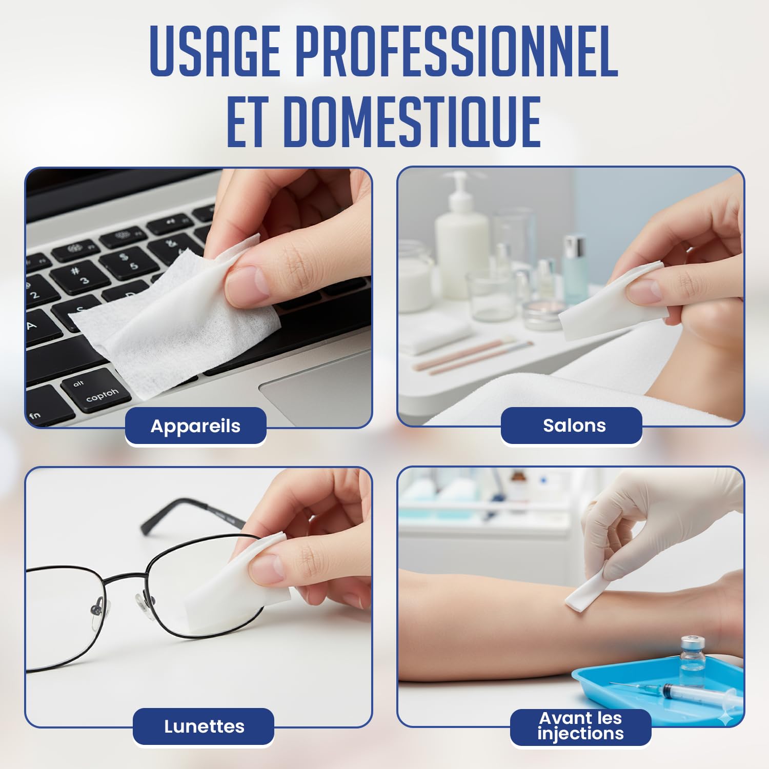 1000 PCS - Tampon tampons alc. imprégné – Lingette 3x6 cm pour nettoyage de la peau et objets – Usage unique – BORNOVA