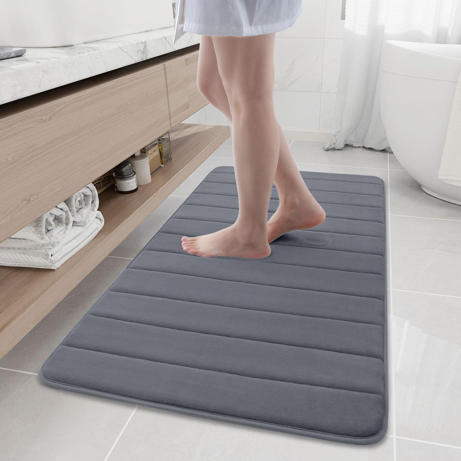 Buganda Memory Foam Bath Mat, 47" x 24", Ultra Soft and Non-Slip Bathroom Rugs, Water Absorbent and Machine Washable Bath Rug Runner for Bathroom,