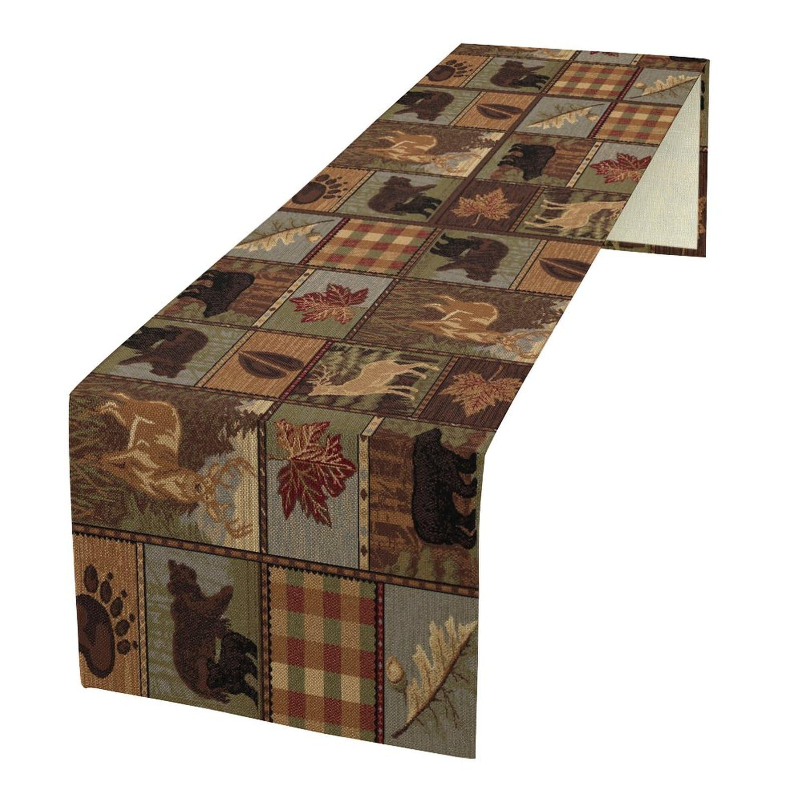 Rustic Moose Deer Bear Table Runner, Retro Vintage Bear Cottage Country Style Cabin Farmhouse Dinner Runner for Home Kitchen Dining Table Decoration 13