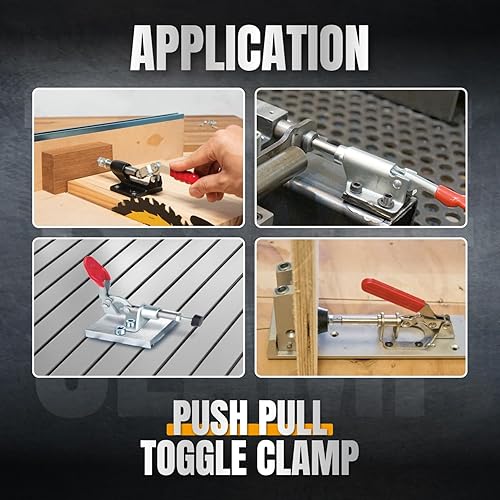 Miniatura 8 de POWERTEC Paquete de 2 abrazaderas de palanca, capacidad de sujeción de 100 libras, abrazadera de liberación rápida de empuje y tracción 301A