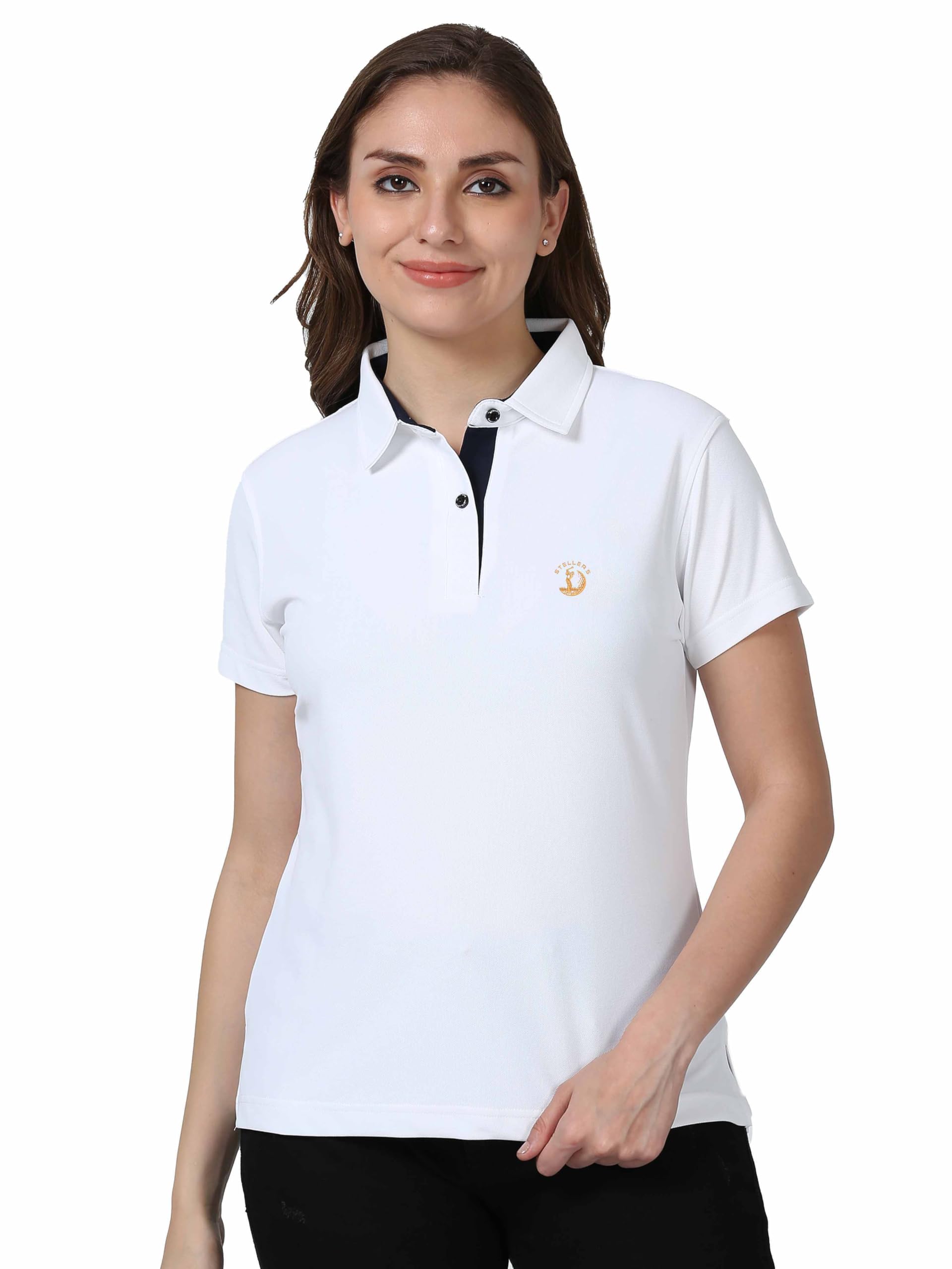 STELLERS Women's Premium Polo T-Shirt, Regular Fit | Odour Resistant | Wrinkle Free | Quick Dry | Stretchable | Lightweight | Breathable | Sustainable | Anti-Static | Feather Touch Feel