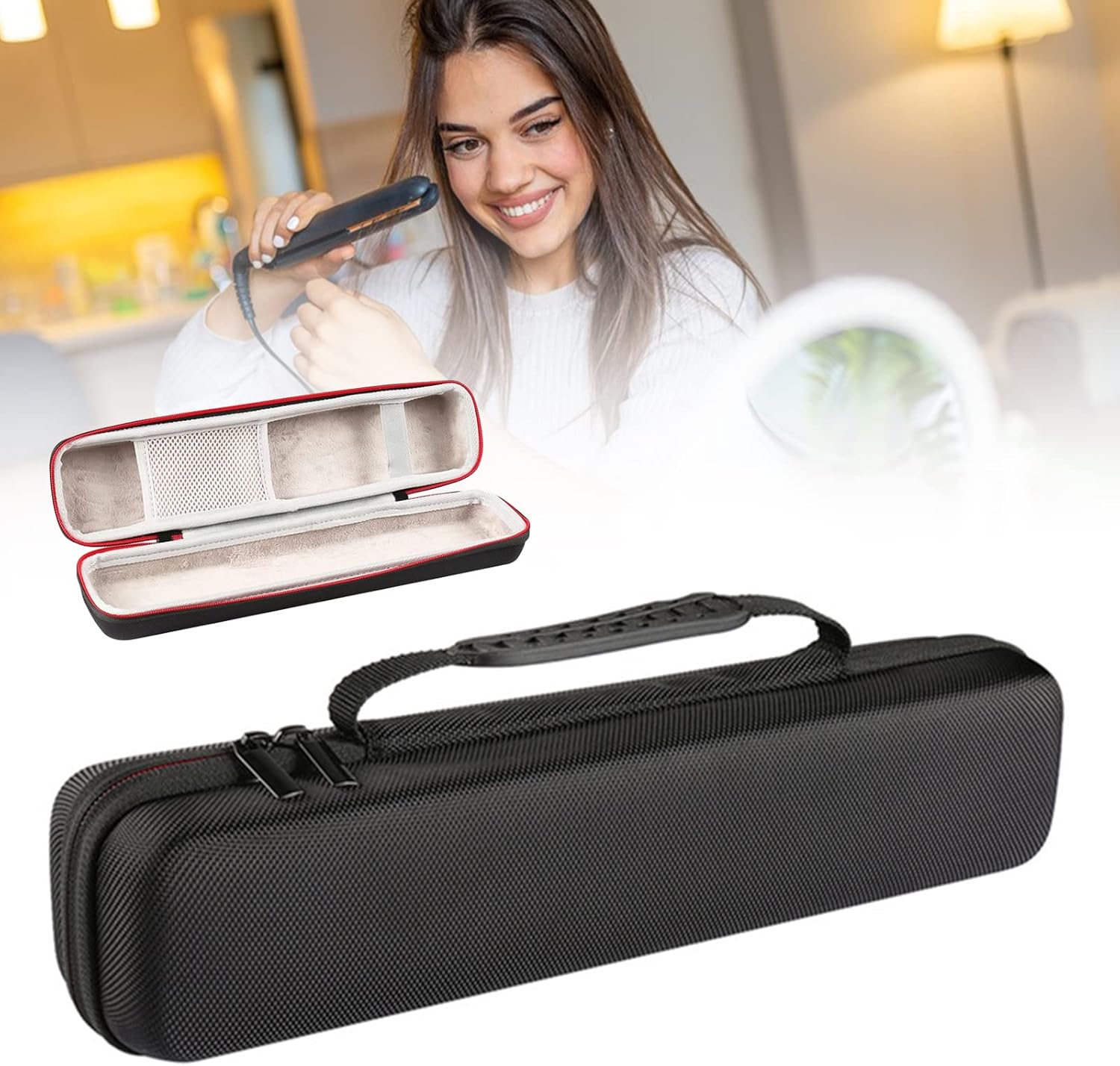 Hair Straightener EVA Case , Hair Straightener Curling Iron Storage Bag