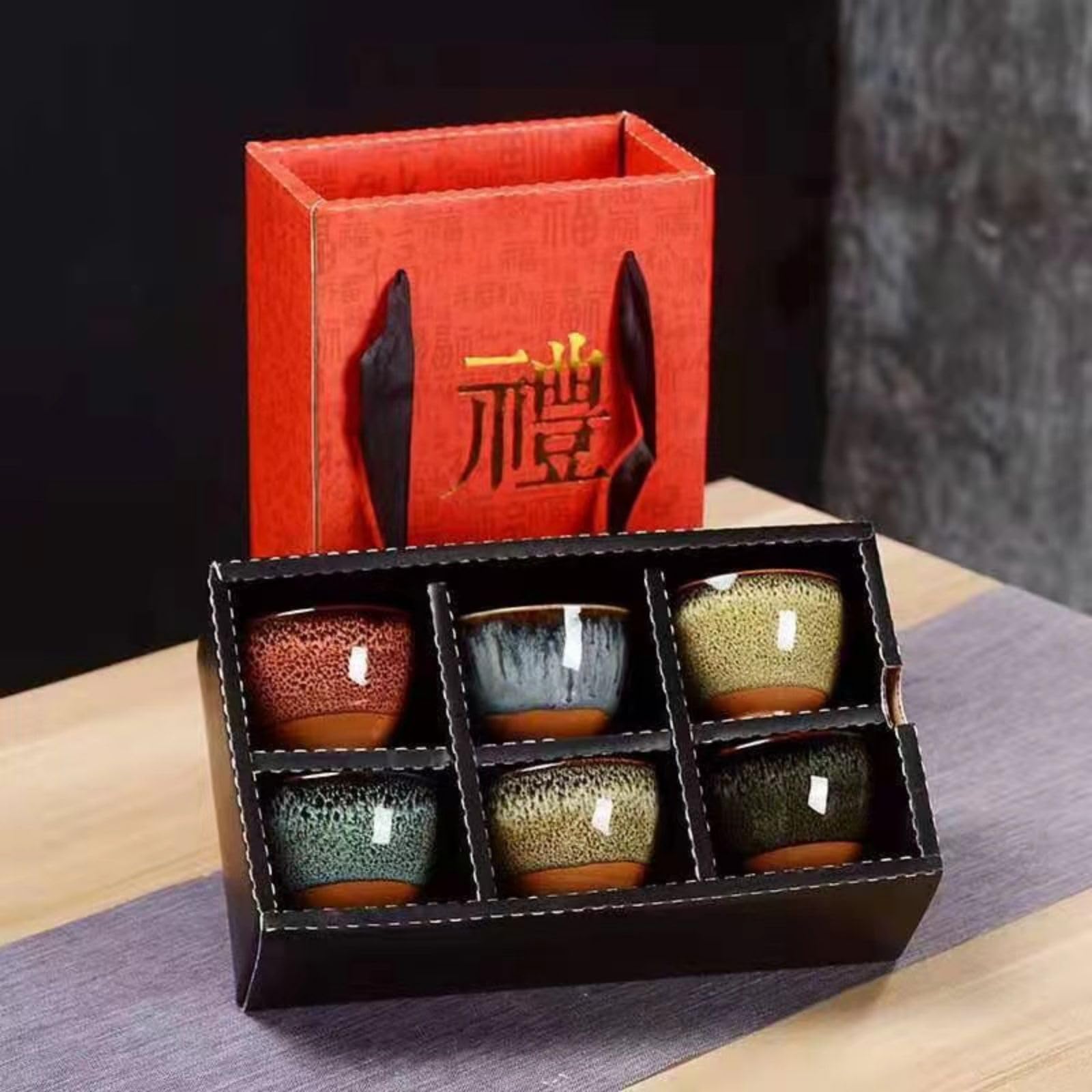 6 Stück Keramik Trinkgeschirr Teegeschirr Chinesisches Kung Fu Tee Set Teetasse Sake Cups 50ml Master Cup Kleine Teeschalen Dekor Geschenk
