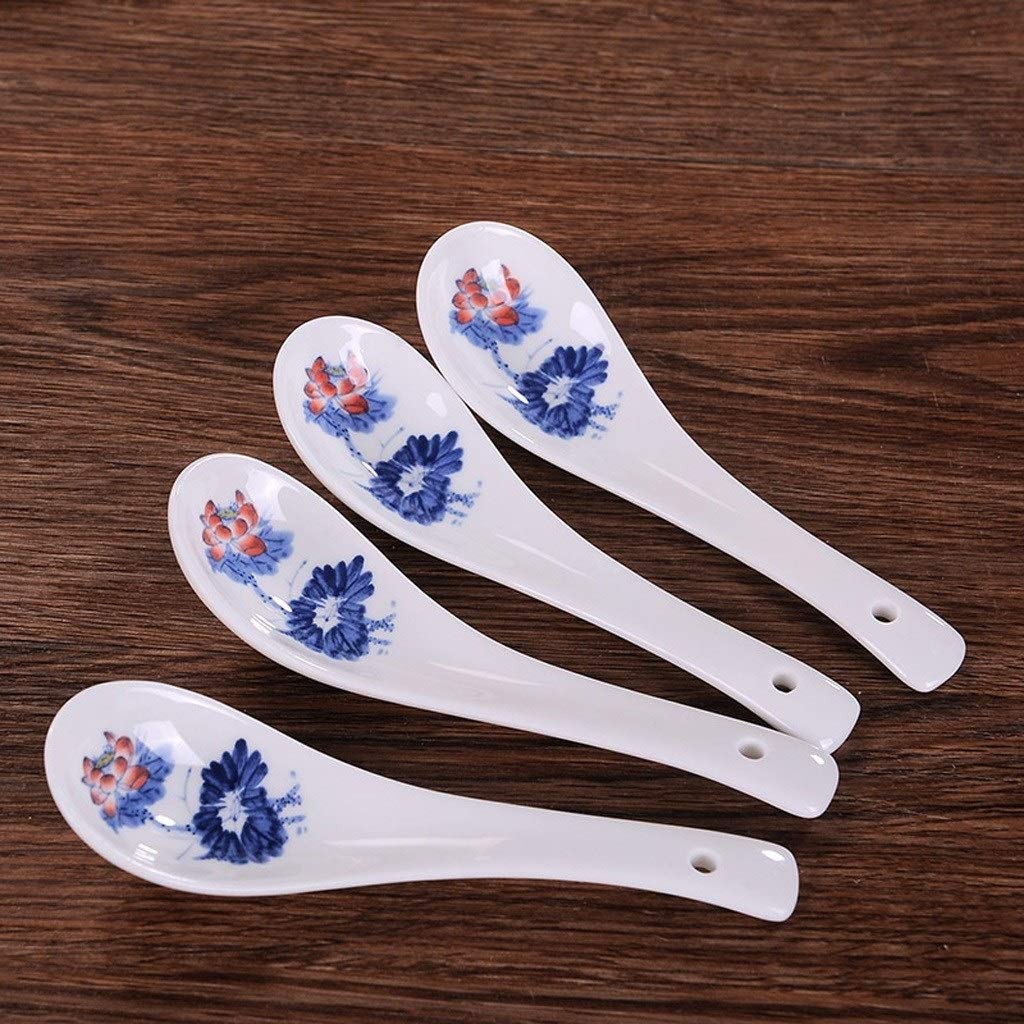cuillère 7 Pièces cuillère en céramique avec motif Blue Design Tea Spoons, cuillères, Dessert Cuiller Cuillère asiatique, 5,3 pouces de long cuillère à soupe