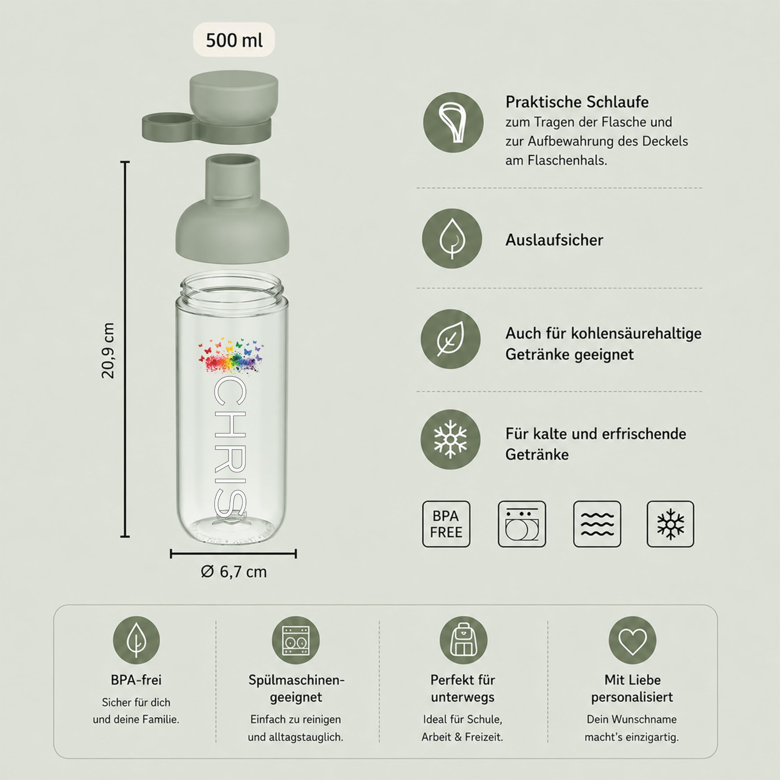 Mepal Personalisierte Brotdose Trinkflasche | Regenbogen Farb Explosion