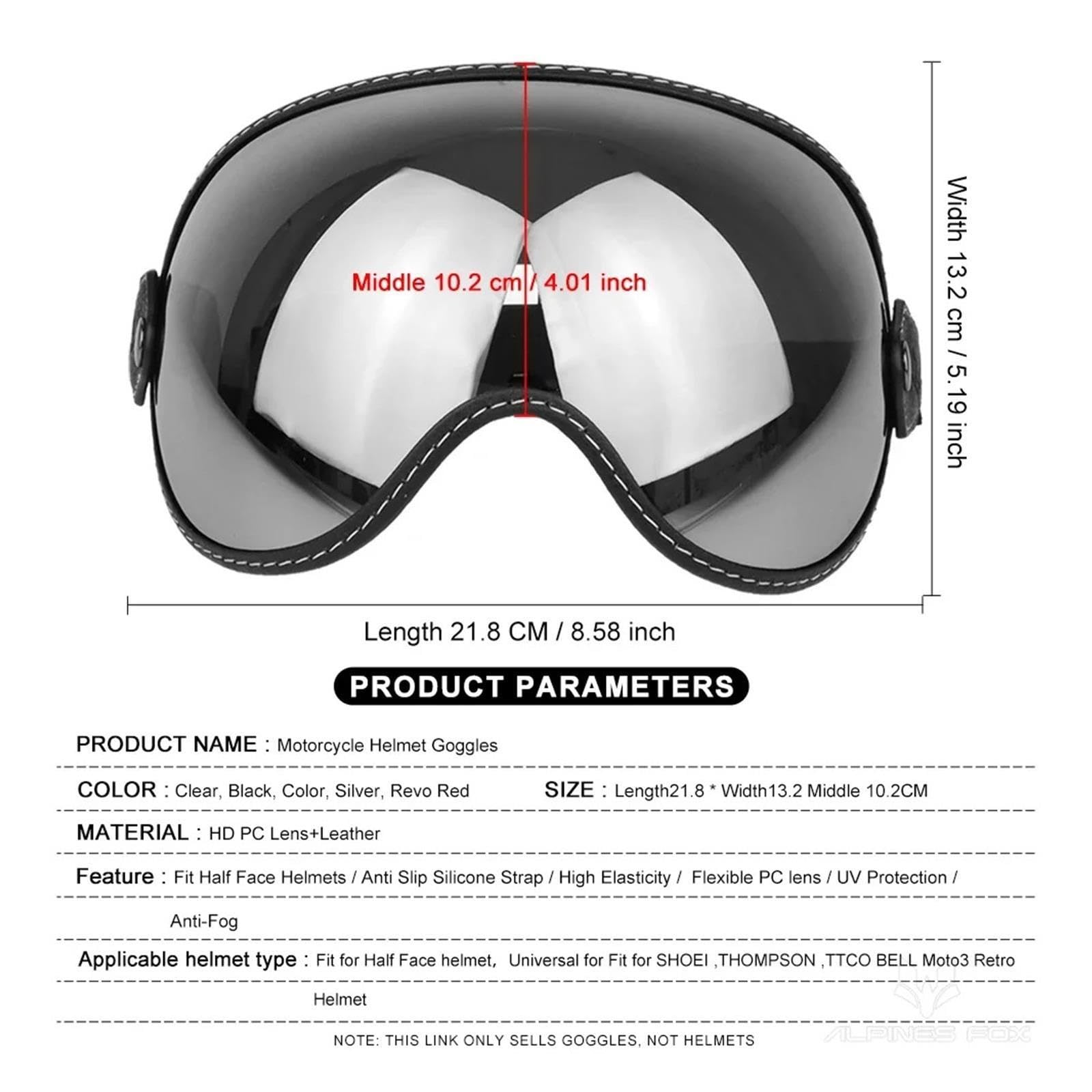 Occhiali da casco Occhiali da moto retrò con visiera a bolla