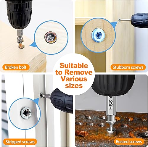 Miniatura 5 de Extractor de tornillos dañados para tornillos de cabeza pelada, tuercas y pernos, removedor de tornillos y extractor, elimina fácilmente los