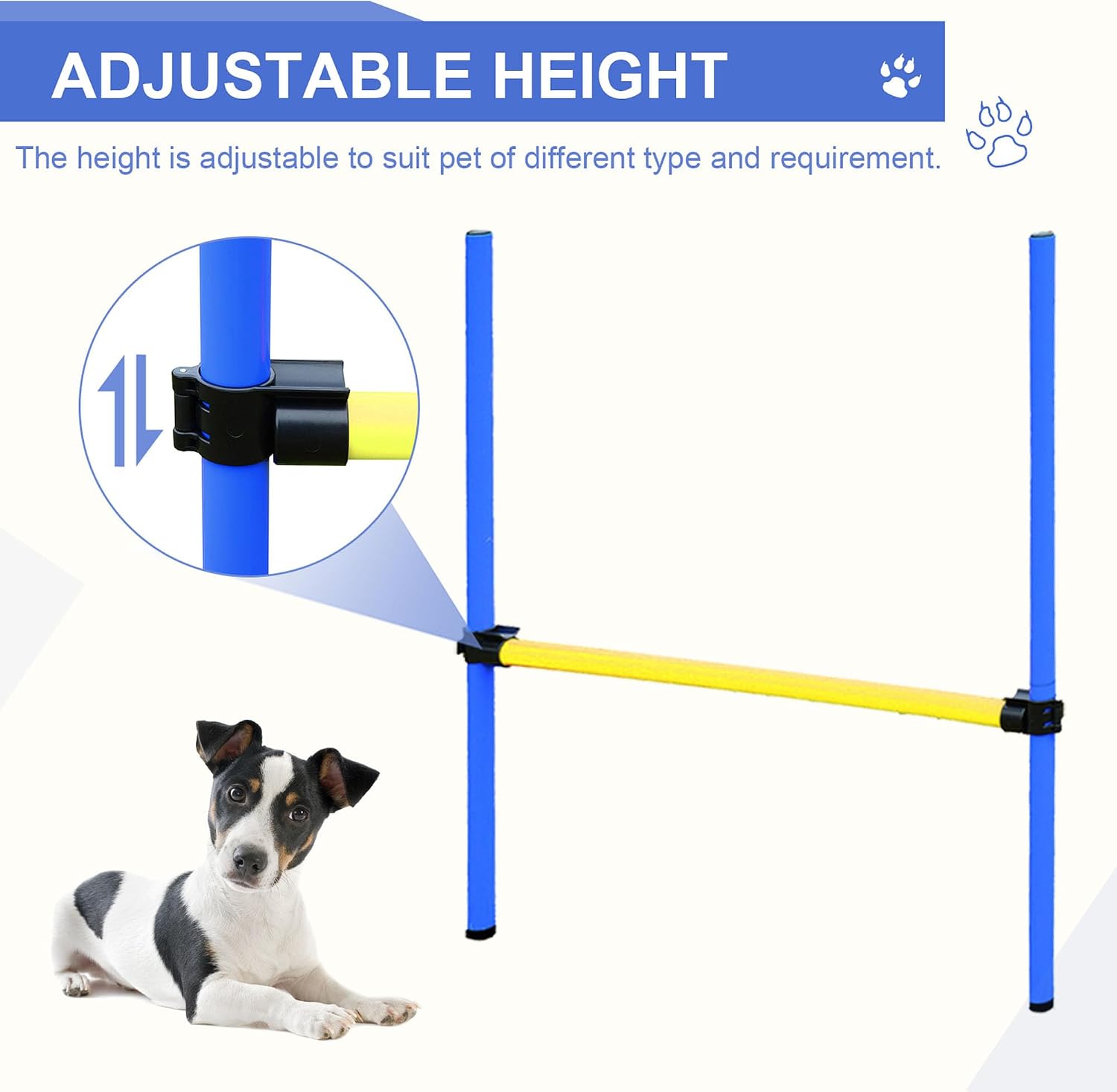 Dog Agility Equipment, Agility Training Equipment for Dogs with Agility Tunnel, Included Carry Bag & Displacing Top Bar,Agility Course for Dogs