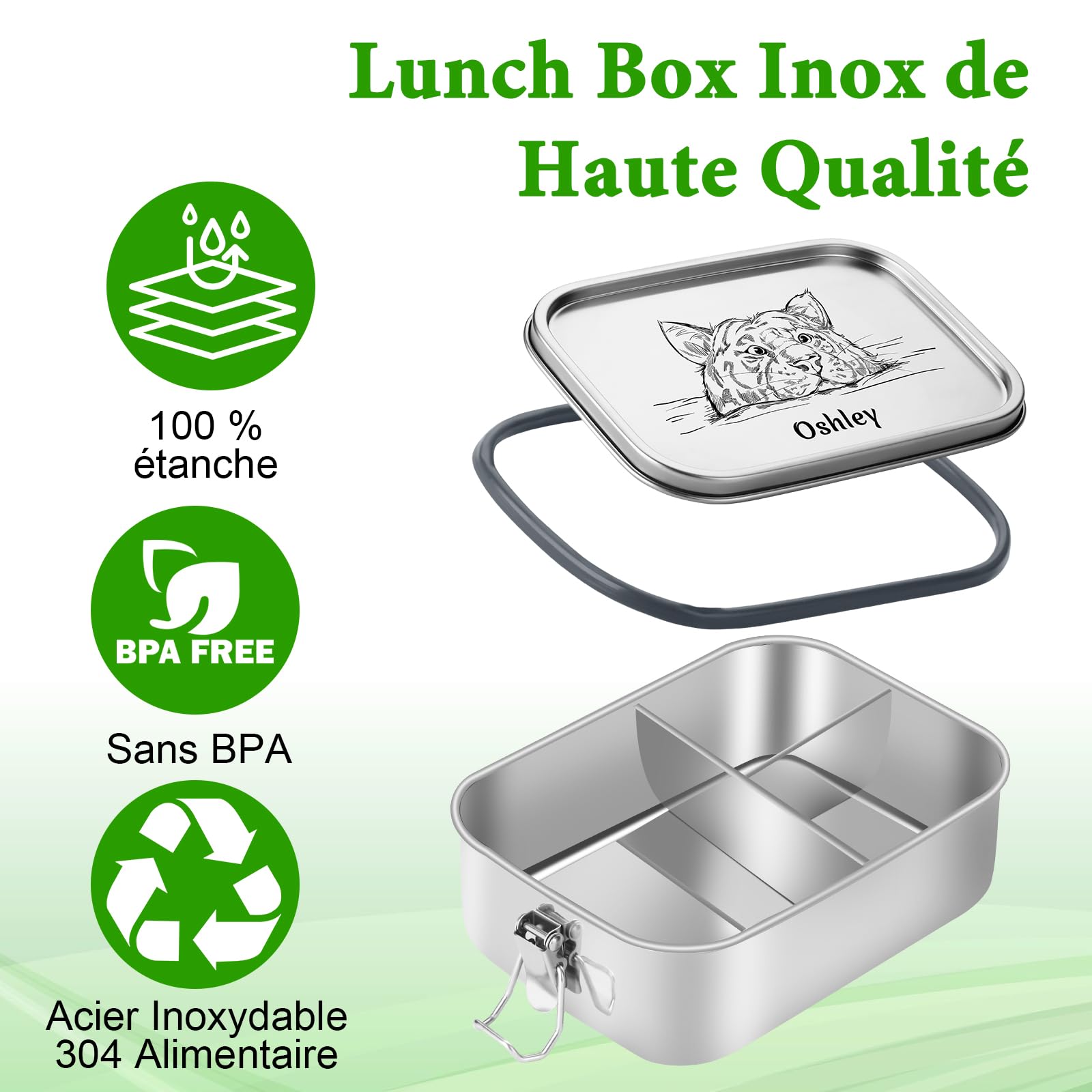 OXYEFEI Boîte à déjeuner pour enfant avec compartiments, boîte à déjeuner personnalisée en acier inoxydable pour enfants avec nom - Cadeau de rentrée des classes pour garçons et filles (pelleteuse 1