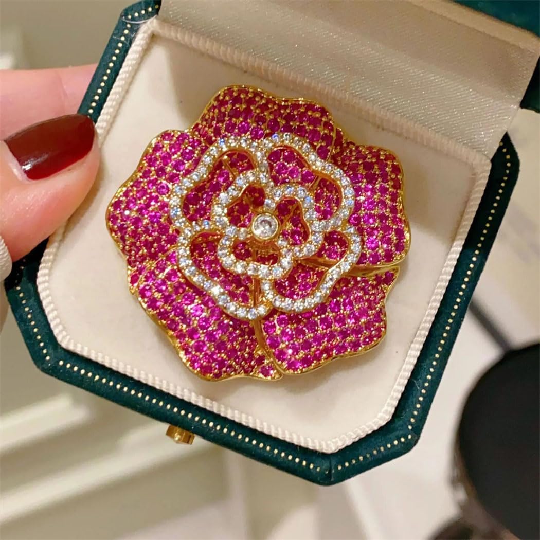 KKXXYQFC Damen Vintage Blumenbrosche, Funkelnde Strass-Blumennadel für Hochzeitsfeier