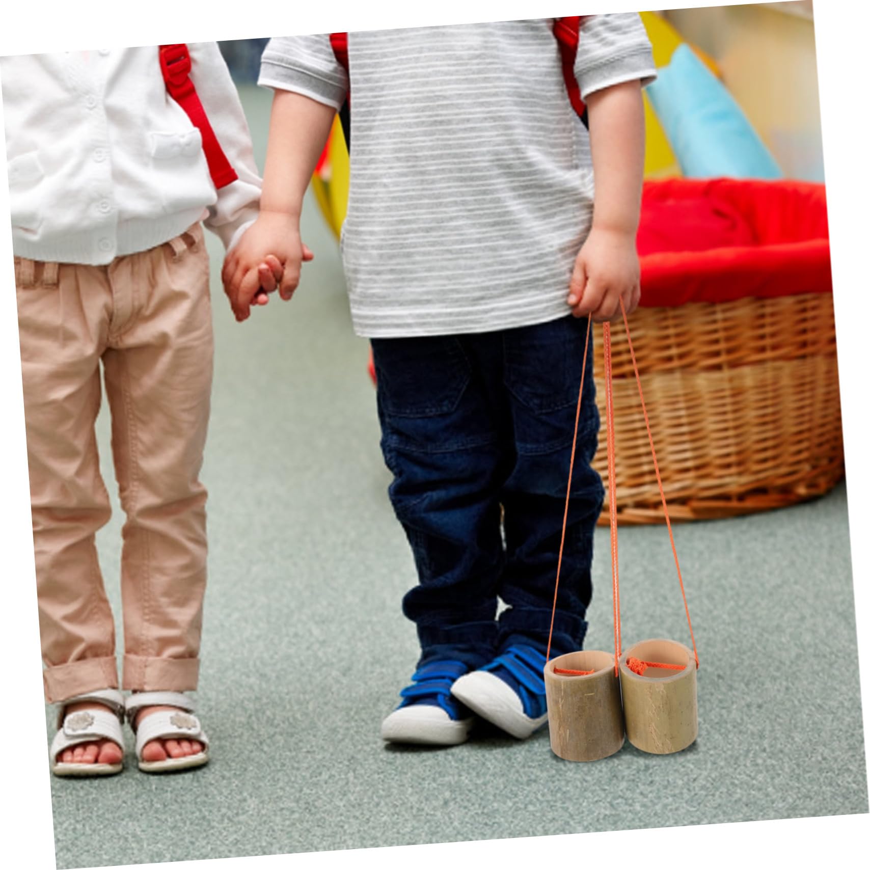 Zancos de Bambú para Entrenamiento Sensorial Tamaño Grande sin Imperfecciones, Juguete Interactivo para Niños y Adultos, Equipo de Equilibrio para Interiores y Color Aleatorio