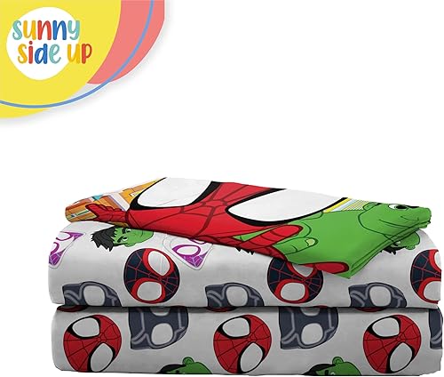 Miniatura 5 de Sunny Side Up Spidey & His Amazing Friends - Juego de sábanas tamaño individual de 3 piezas para niños, incluye funda de almohada, sábanas de