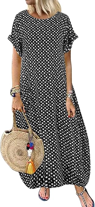 ZANZEA Women Maxi Dress Short Sleeve 