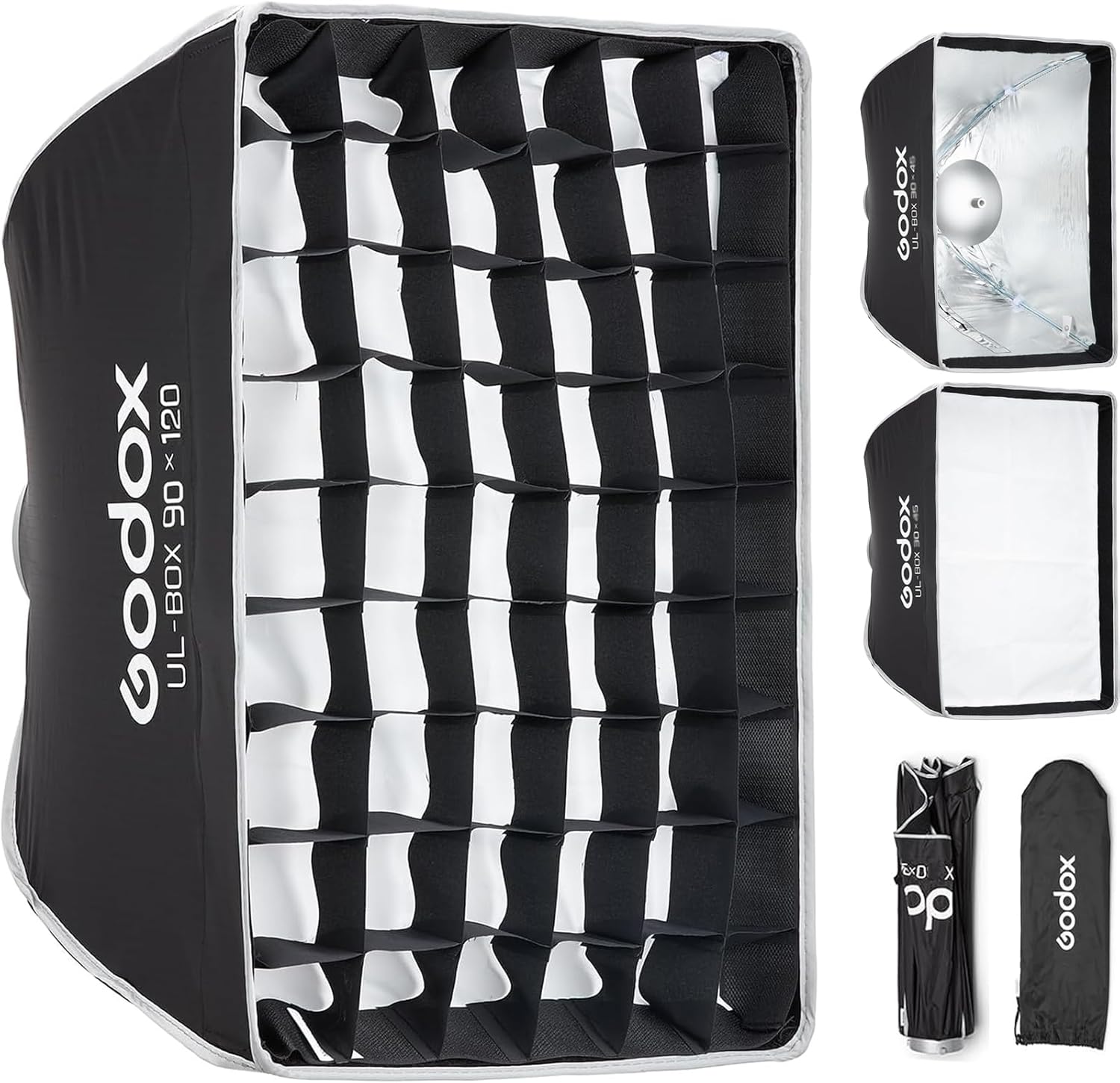 Godox UL 90x120cm Softbox Quick Release, Universal Bowens Mount Soft Box Large Rectangular for Backlight Studio Photography, Portrait, Streaming, Video with Diffusers/Honeycomb Grid/Diffuser Disc