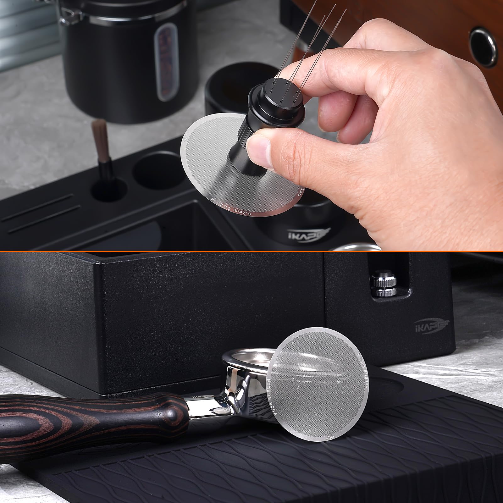 Angoily Silikon-Puck-Screen-Halter – Schwarz, 6,8x6,8x1 Cm, Für Espressomaschinen-Filter