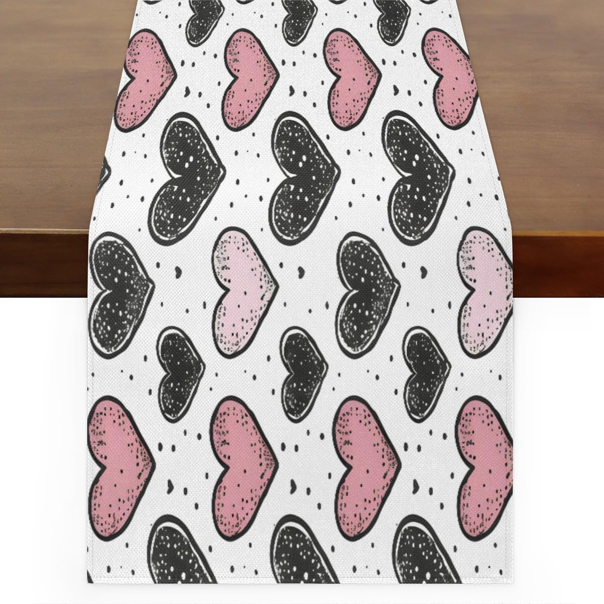 Chemin de table amour noir et rose pour créer des souvenirs inoubliables en famille 183cm
