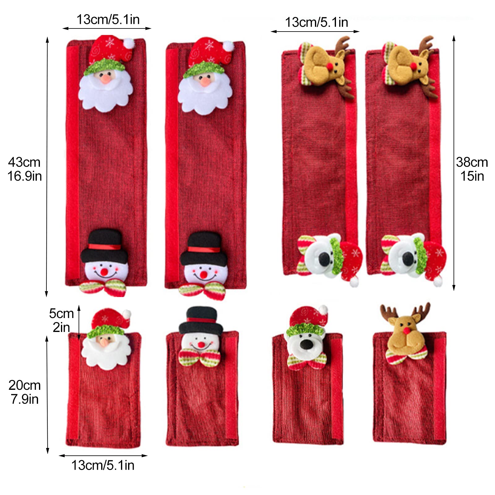 8er Set Kühlschrankgriff-Abdeckungen – Weihnachtsdesign Mit Schneeflocke & Baum, Rutschfester Schutz
