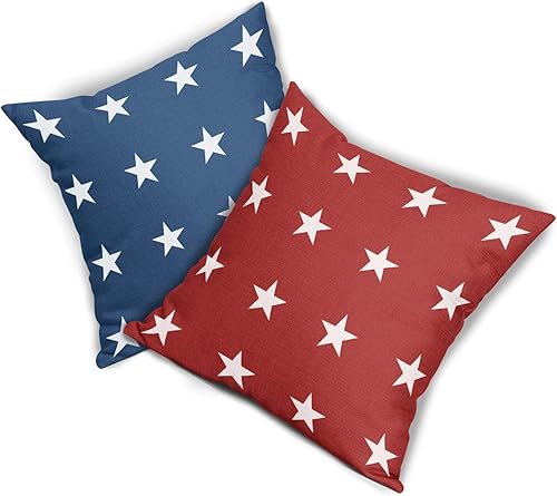 Miniatura 2 de Fundas de almohada del 4 de julio, 18 x 18 pulgadas, rústicas, azules, rojas, estrellas, Día de los Caídos, Día de la Independencia, funda de
