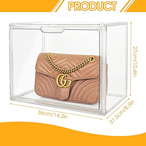 Miniatura 6 de Paquete de 15 organizadores transparentes de almacenamiento de bolsos para armario, bolsa de plástico acrílico para zapatos, estuche de exhibición