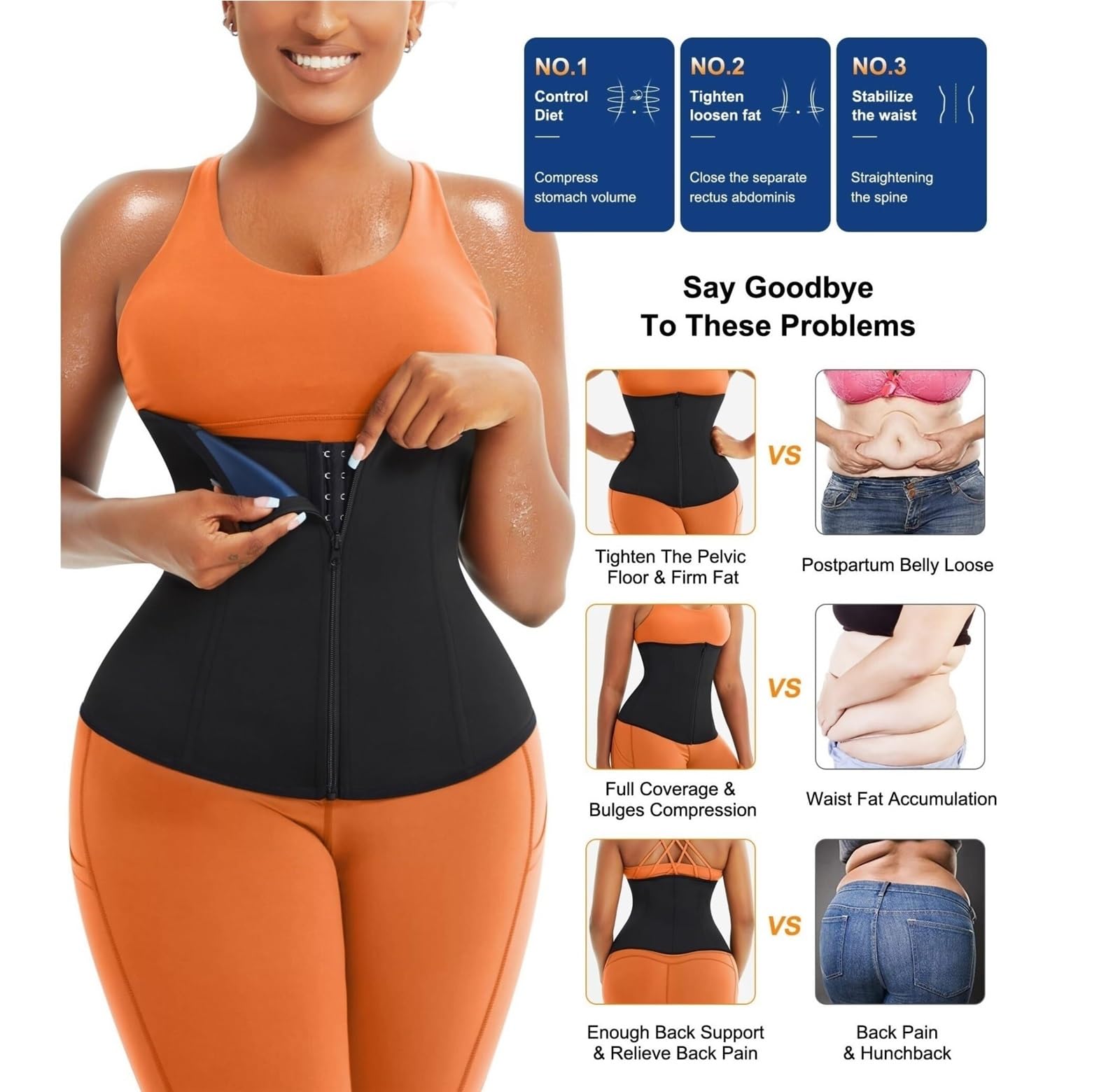 Ceinture Lombaire Réglables Taille Formateur Femmes Bas Ventre Corset Ceinture Fitness Travail Universel(Blue,Large)