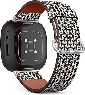 CJBROES Replacement Leather Watch Band, Compatible with Fitbit Versa 3 and Fitbit Sense of Wristband Bracelet Accessory - Stylish
