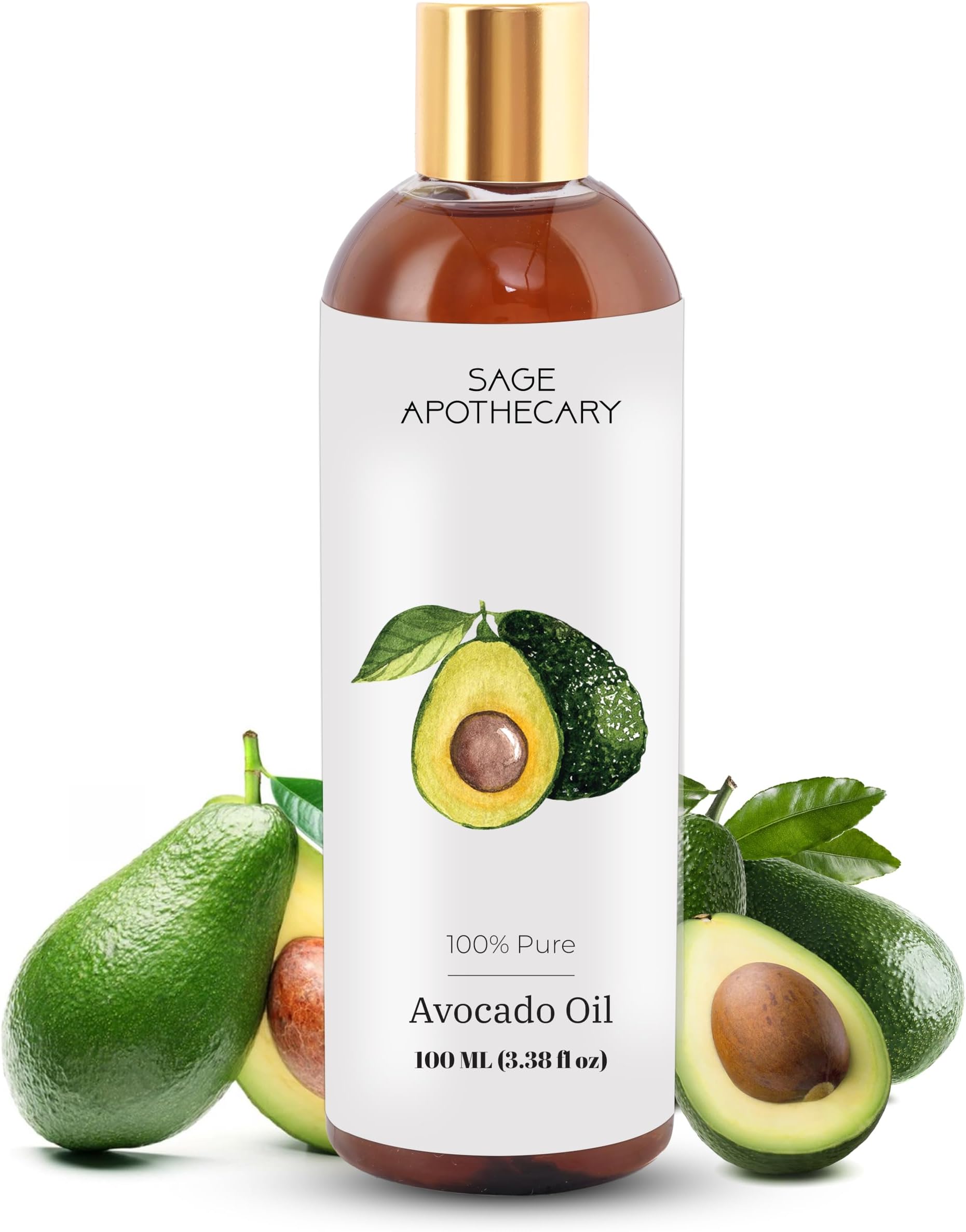 Sage Apothecary Avocado oil rich in antioxidants, biotin, and vitamins | Hydrating and Nourishing | For healthy skin and hair |100 ML