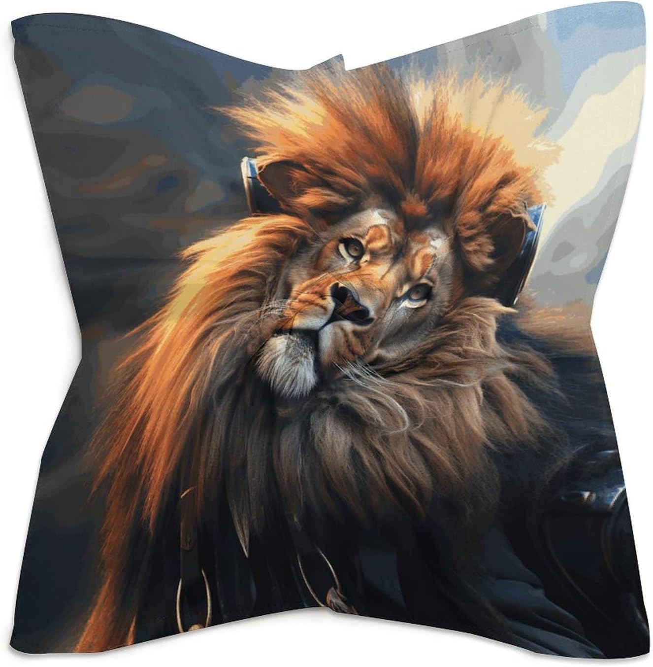 Square Kerchief Bandanas Silky Touch Head Scarf Scifi Lion Mask Scarf for Men & Women 25"x25"