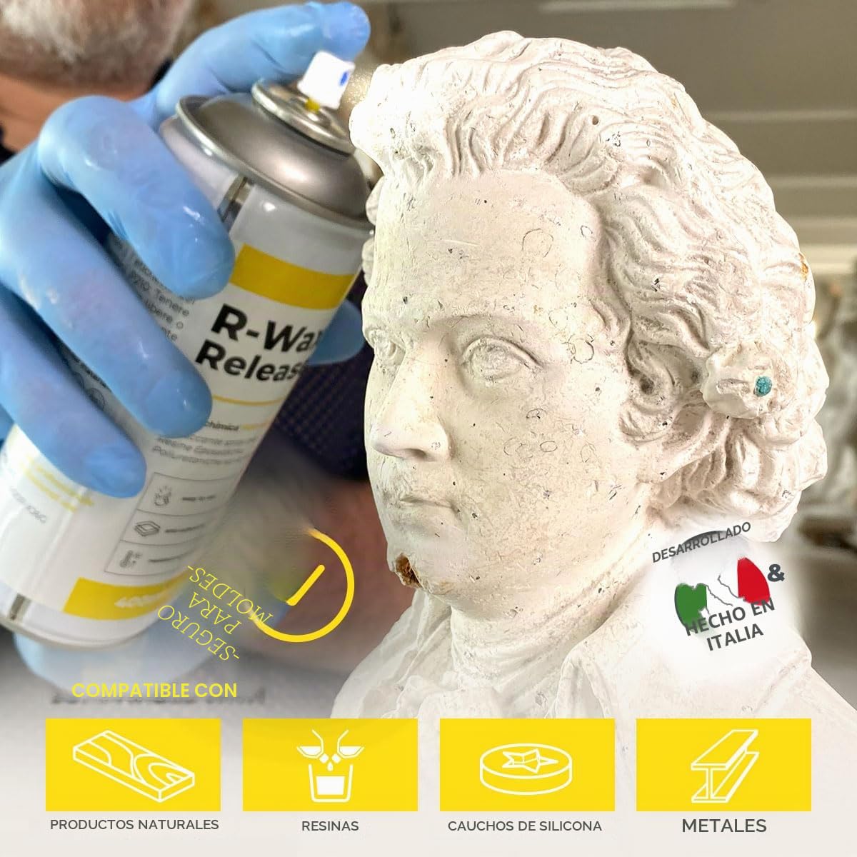 Spray Desmoldeante Antiadherent R-WAX (400 ml) | Espray de Separación con Cera para Resina Epoxi, Resina de Poliéster, Poliuretano