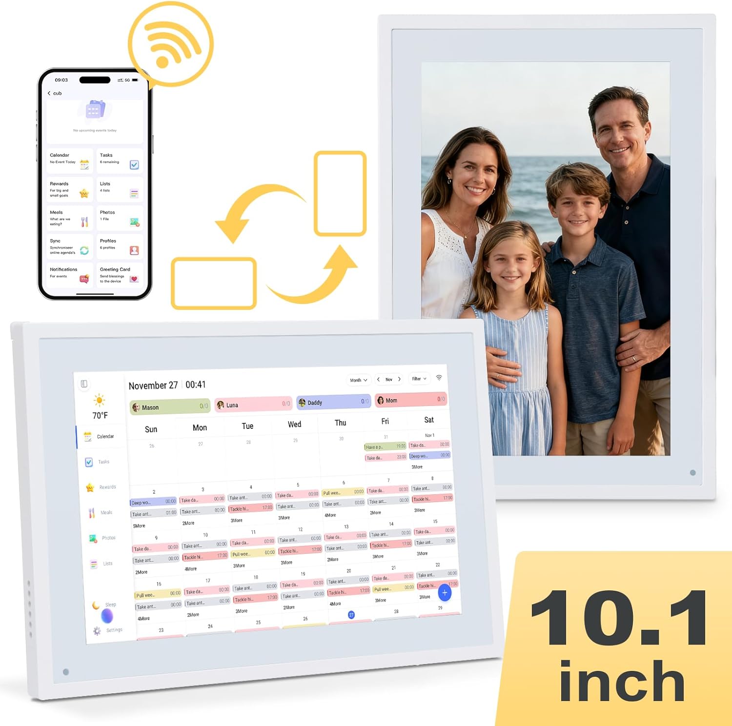 COMIX 10.1-inch Smart Digital Calendar,Electronic Calendar with Touch Screen Display–Family Planner & Organizer for Schedules & Chore Charts,Ideal for Home & Office