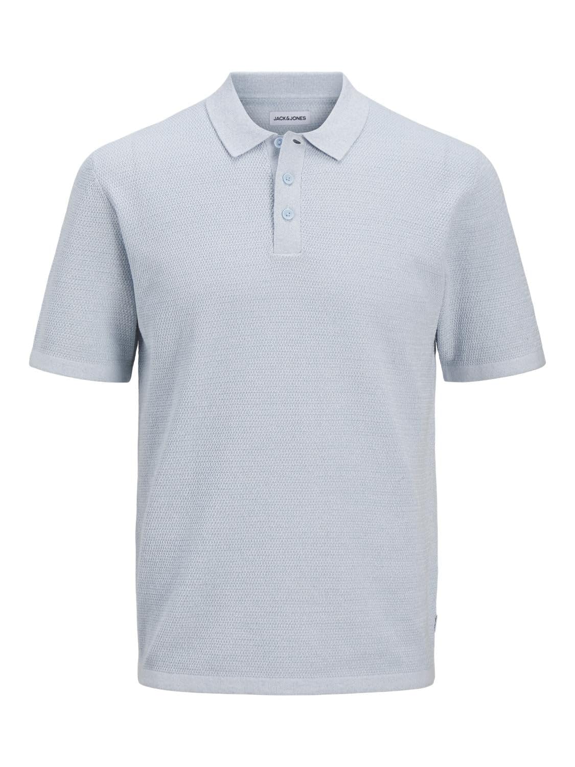 JACK & JONES Jjegeorge Knit Polo Ss Sn-Chambray Blue - w. Cloud Dancer-Large