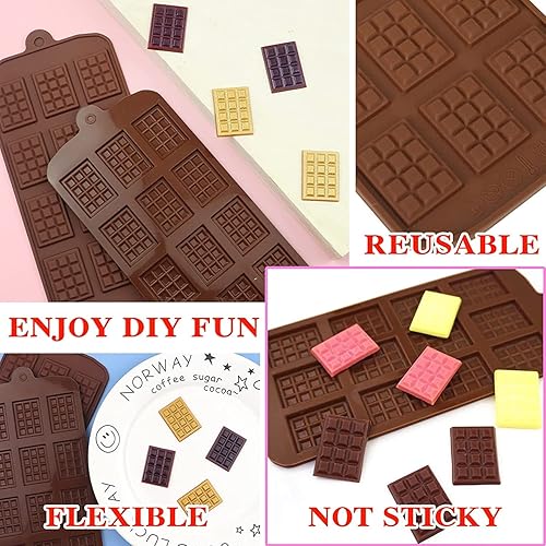 Miniatura 3 de Molde de silicona para chocolate para gofres, mini waffle, molde para chocolate, 3 unidades, 12 cavidades, antiadherente, molde para hornear, moldes