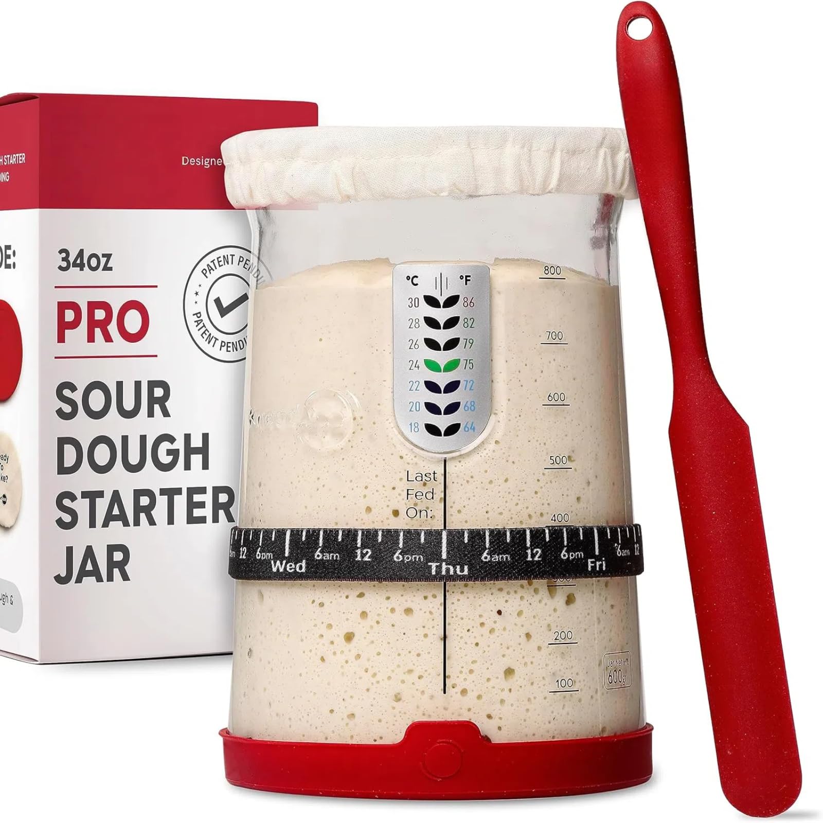 Sourdough Bread Starter Kit- large Capacity Sourdough Starter Jar with 5 unique features for the perfect sour dough bread & sourdough starter kit- sourdough bread baking supplies