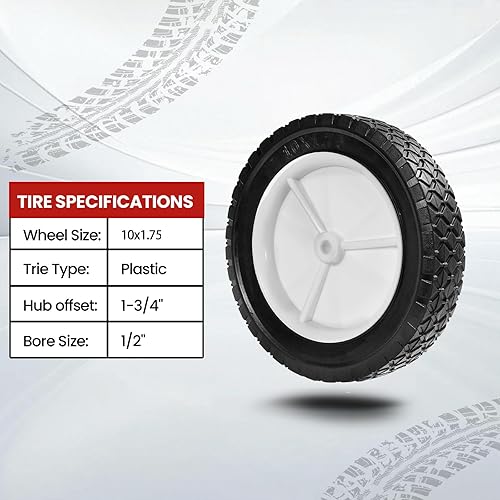 Miniatura 5 de Ruedas para cortacésped de 10 pulgadas para camiones de mano Oregon 72-110, rueda de plástico compatible con cortacésped Craftsma nAYPMTD, camión de