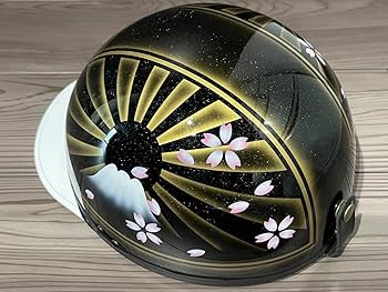 Amazon.co.jp: ラメ 桜 富士日章 コルク半 ヘルメット 旧車會