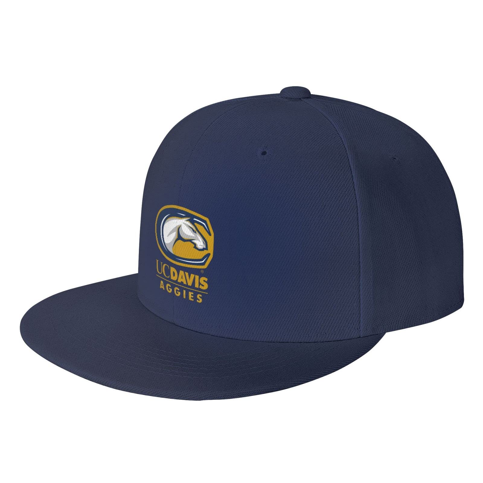 LujzwopUc Davis Aggies University Logo Hats for Men Flat Bill Fitted Caps Hiphop Rap Adjustable Baseball Trucker Dad Hat