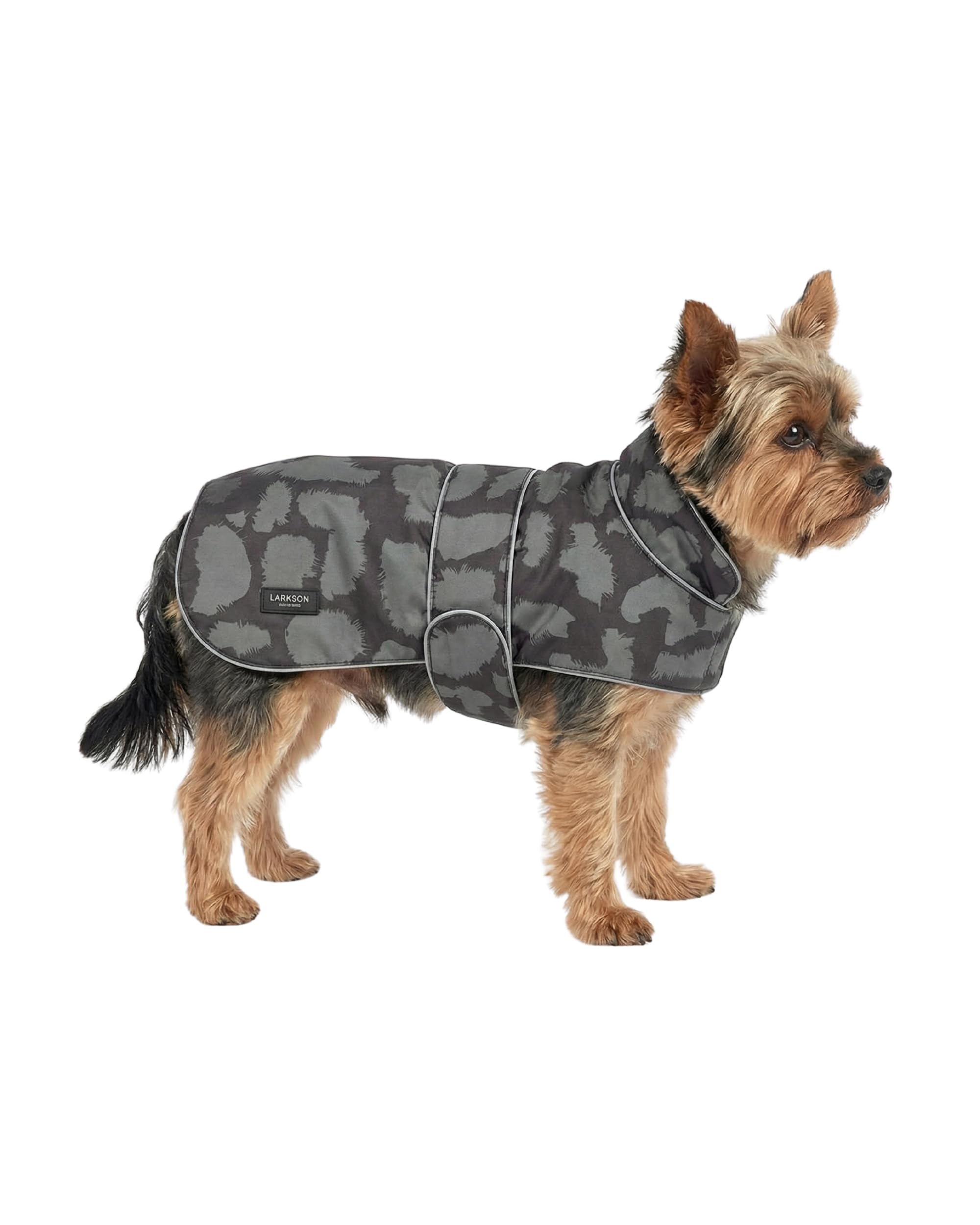 Larkson Dog Coat Grey Leo - Jonte - Raincoats for Small & Medium Dogs - 10,000 mm Water Column Waterproof Dog Coat - Adjustable - Reflective Elements