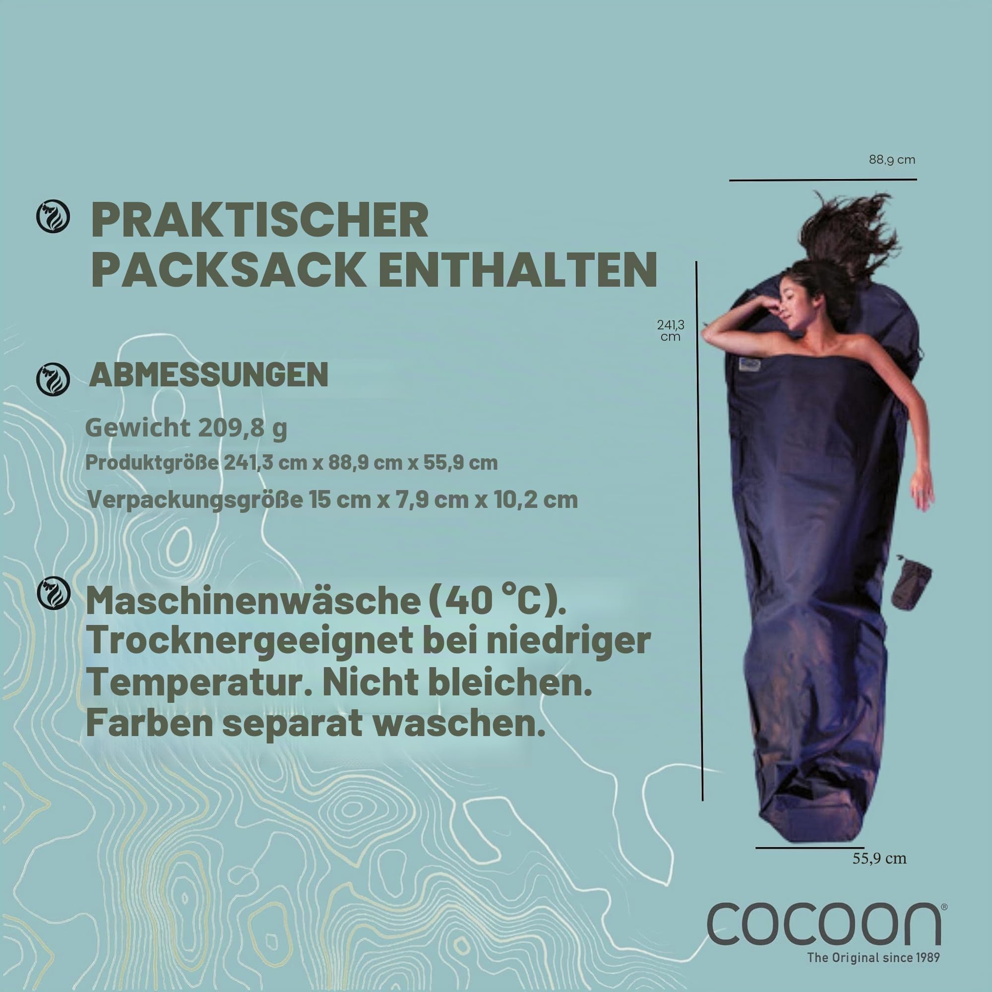 Cocoon MummyLiner Egyptian Cotton blau