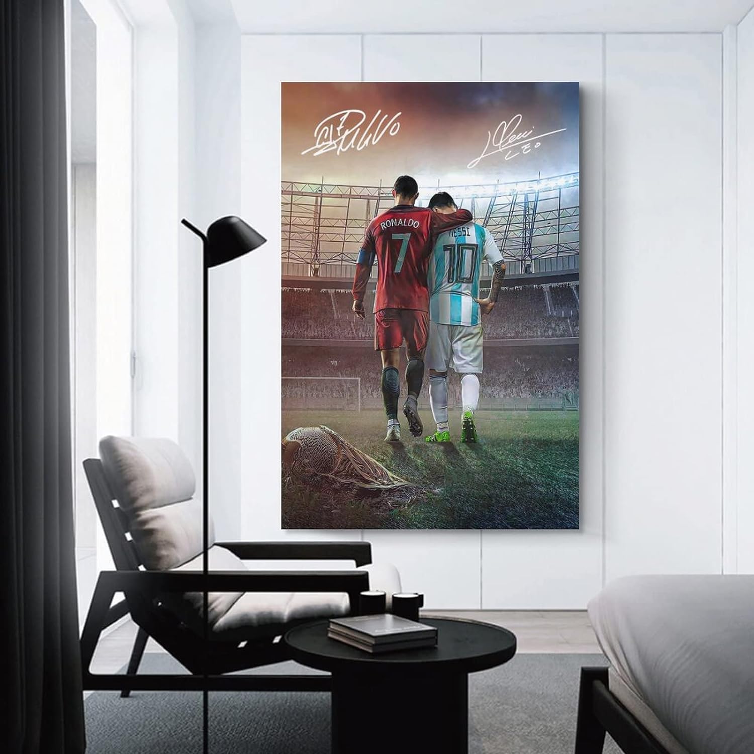 Messi Ronaldo Poster Wall Art Canvas Print Poster Home Bathroom Bedroom Office Living Room Decor Canvas Poster Unframe: 16x24inch(40x60cm) - Image 3