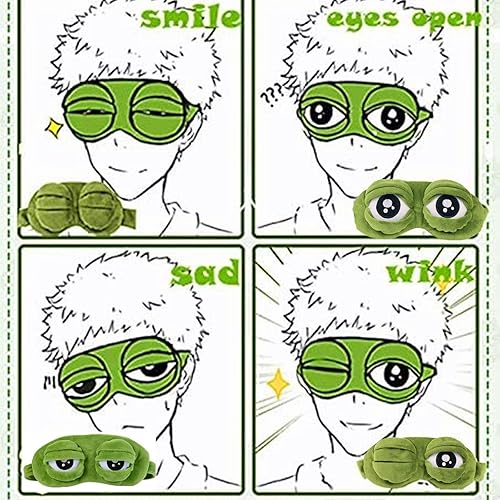 Miniatura 3 de Máscaras para dormir para mujeres, lindas ranas divertidas para adultos y niños, divertidas con ojos abiertos, antifaz para dormir