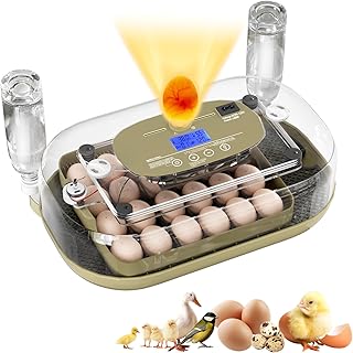 XOTTI 24 Egg Incubator for Hatching Eggs, with Precise Temperature Control and Humidity Display, Auto Egg Turner, 360° View, LED Candler, Alarm for Chicken Duck Quail Goose for Home School Farm Lab