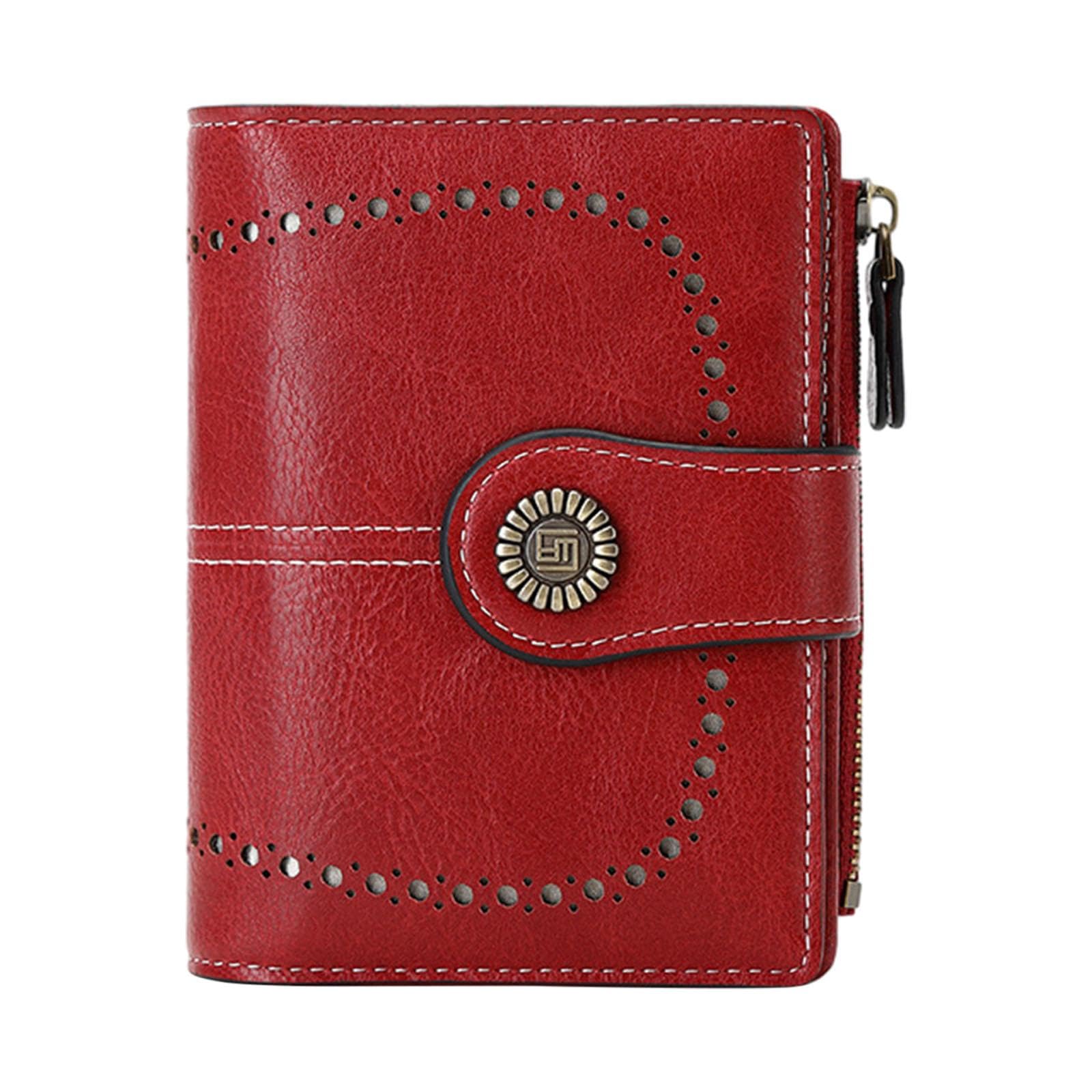 Small Wallet Multifunctional Foldable Short Wallet for Street Shopping Women dark red-image-40
