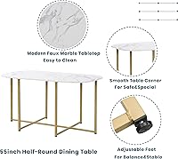 Vista 5 de Quarte Moderno juego de mesa de comedor de 7 piezas con mármol sintético, juego de mesa de cocina de metal compacto, diseño de silla triangular