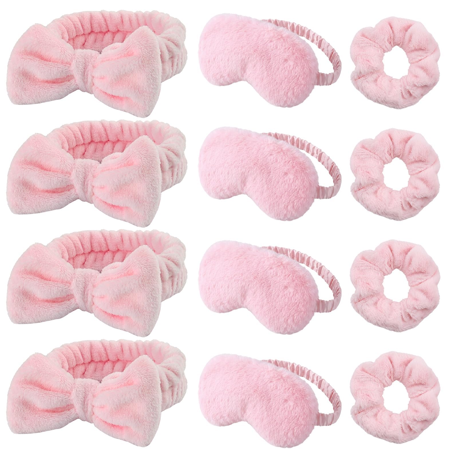 12Pcs Sleepover Party Supplies for Girls, Slumber Party Essentials, Kit with Headbands and Scrunchies, Sleepover Set for Spa and Sleepover Activities