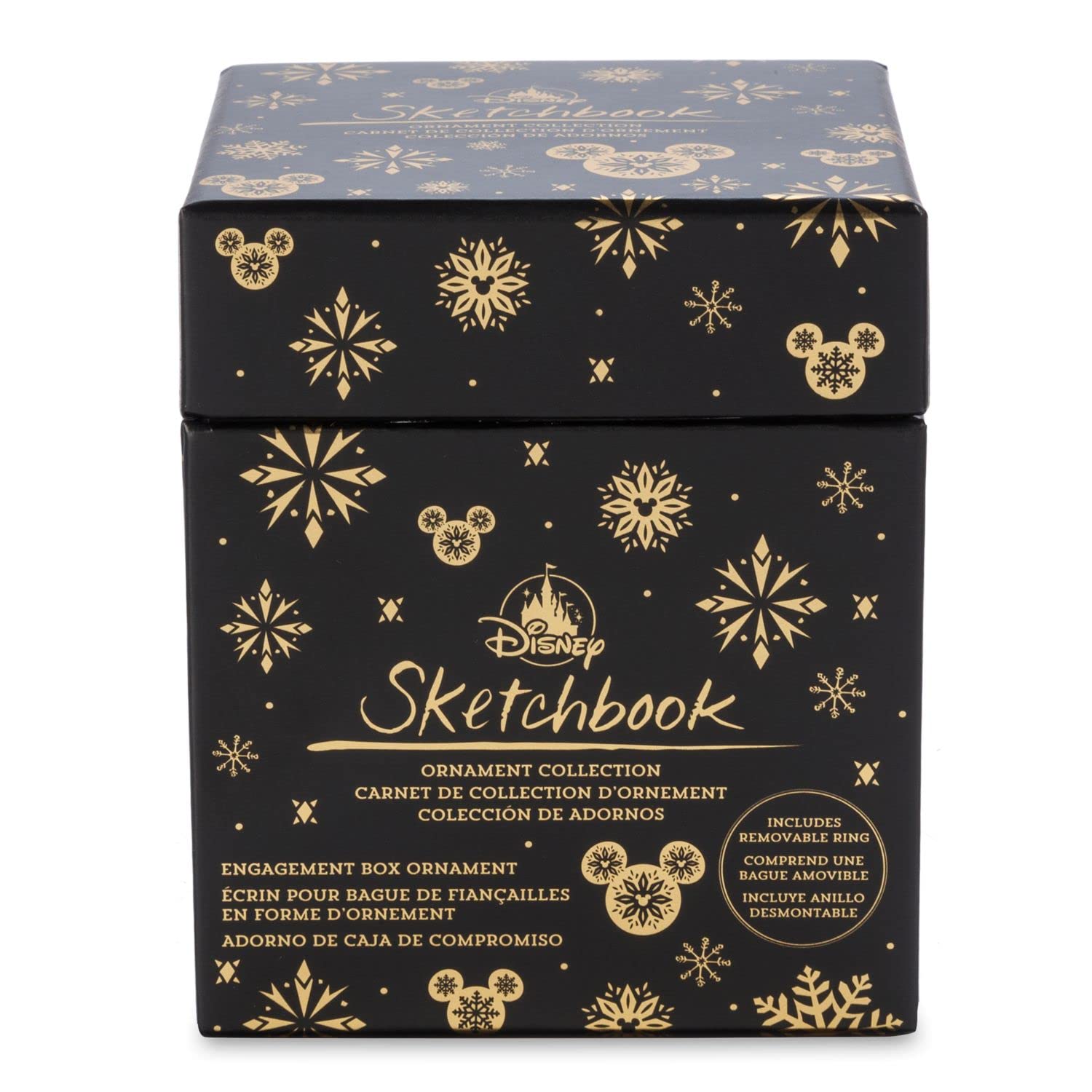 Disney Black and Gold Velvet Box Love Box-Medium Black Velvet bx-(Black/gold) – Mystique Fleurs main image 2
