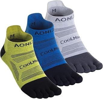 AONIJIE 3 Pack Toe Socks for Men and Women High Performance Athletic Running Hiking Five Finger Socks