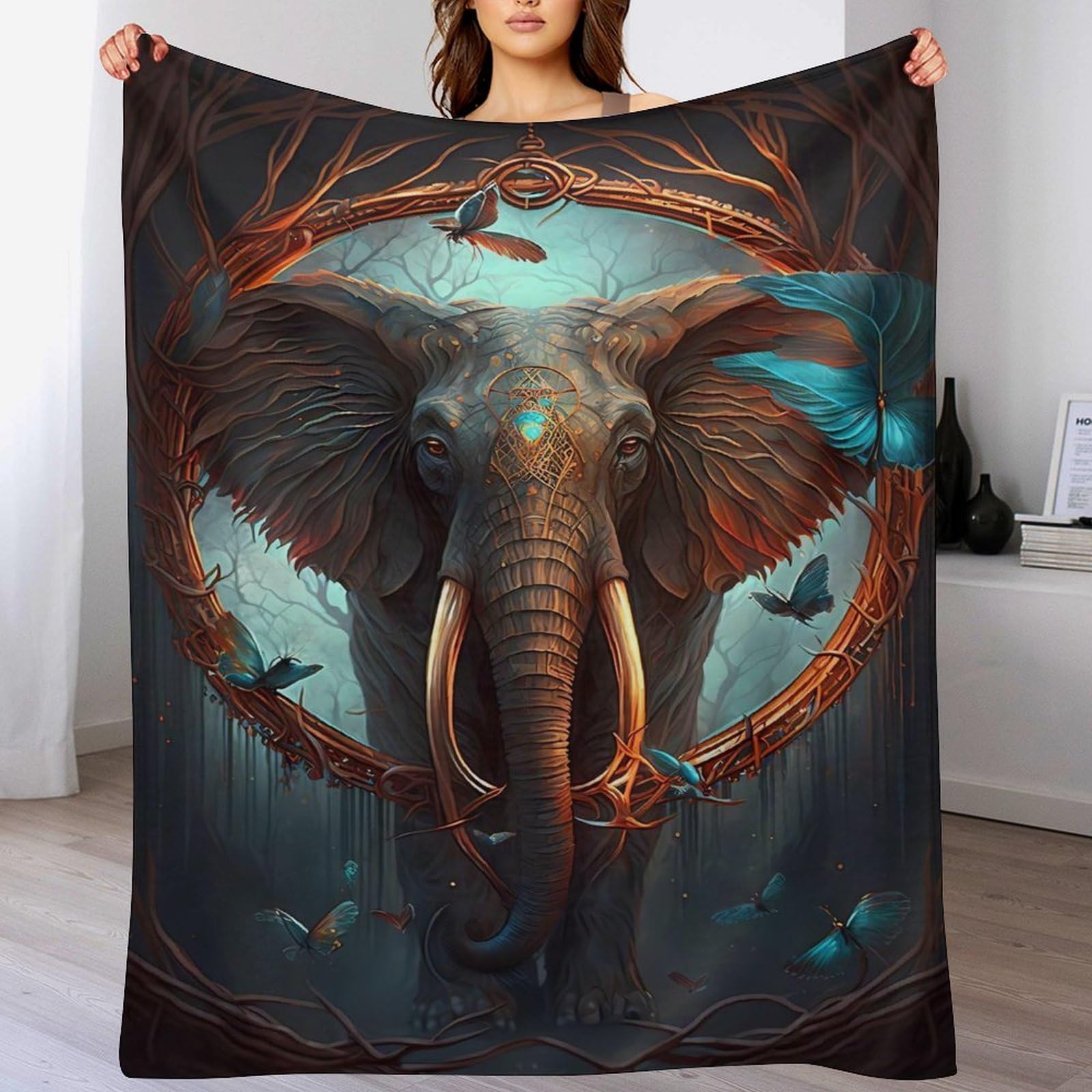 Couverture éléphant haut de gamme en flannel douce pour literie et sofa moderne